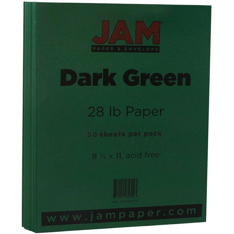JAM PAPER Matte 28lb Paper - 105 gsm - 8.5 x 11 - Dark Green - 50 Sheets/Pack - Image 2